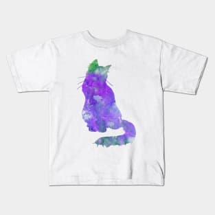 Purple Cat Watercolor Painting Kids T-Shirt